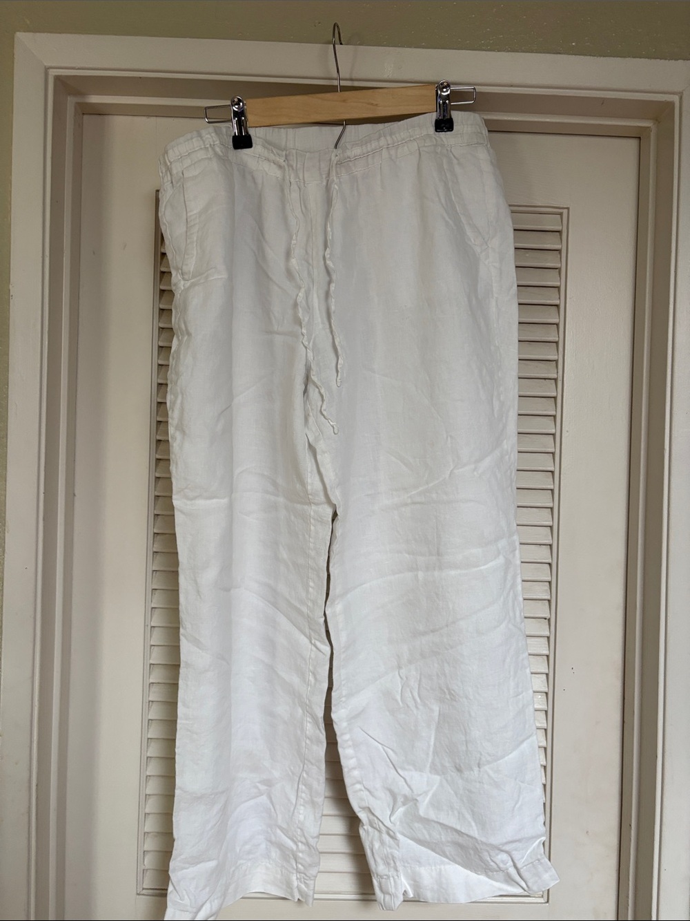 Charter Club White 100% Linen Drawstring Chinos